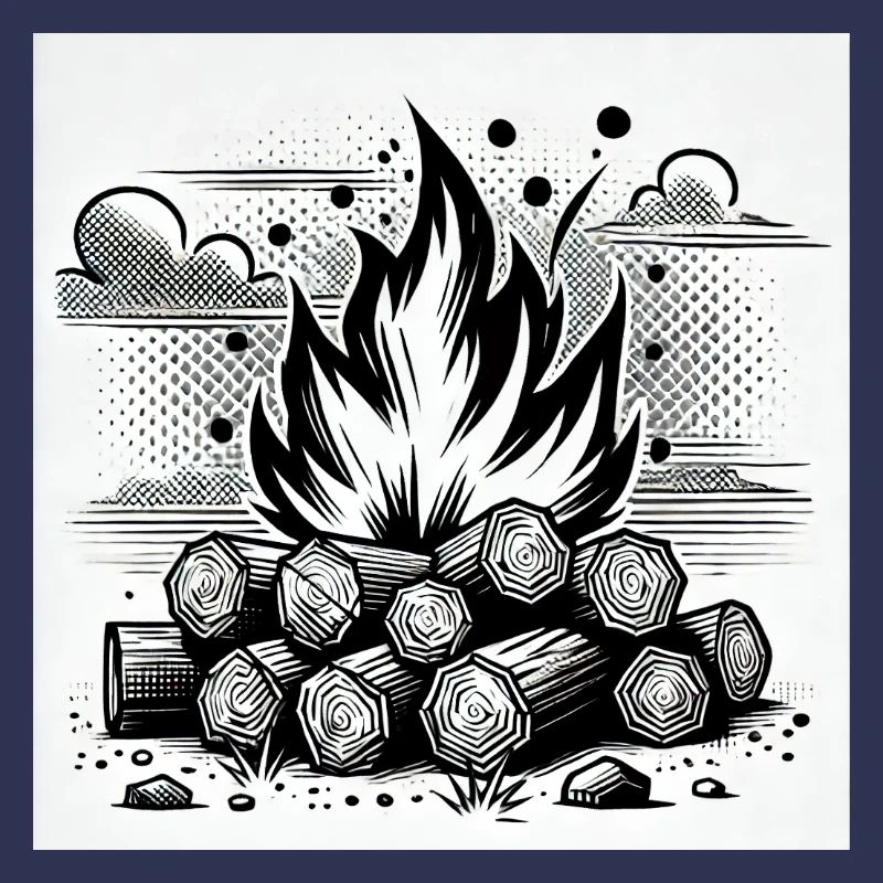 Campfire in comic book style: warmth & atmosphere