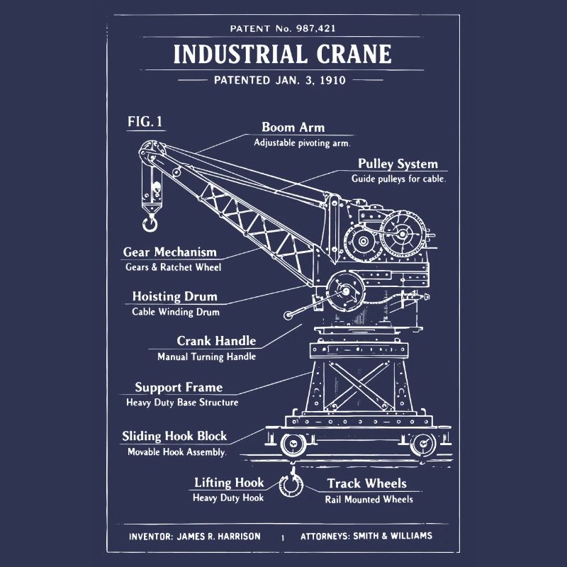 Conception des plans pour une grue industrielle