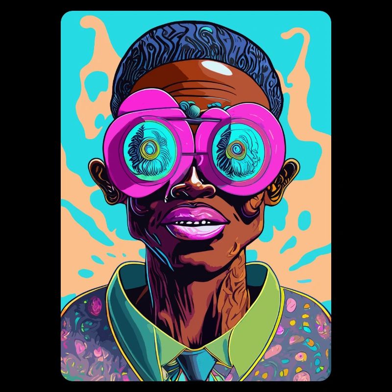 Auffälliger Afro-Mann mit Brille