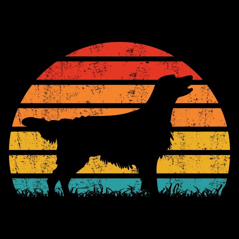 Flat Coated Retriever Retro Vintage