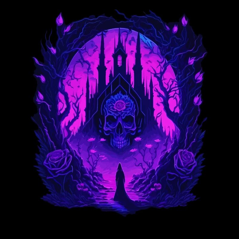 Architecture de crâne gothique néon