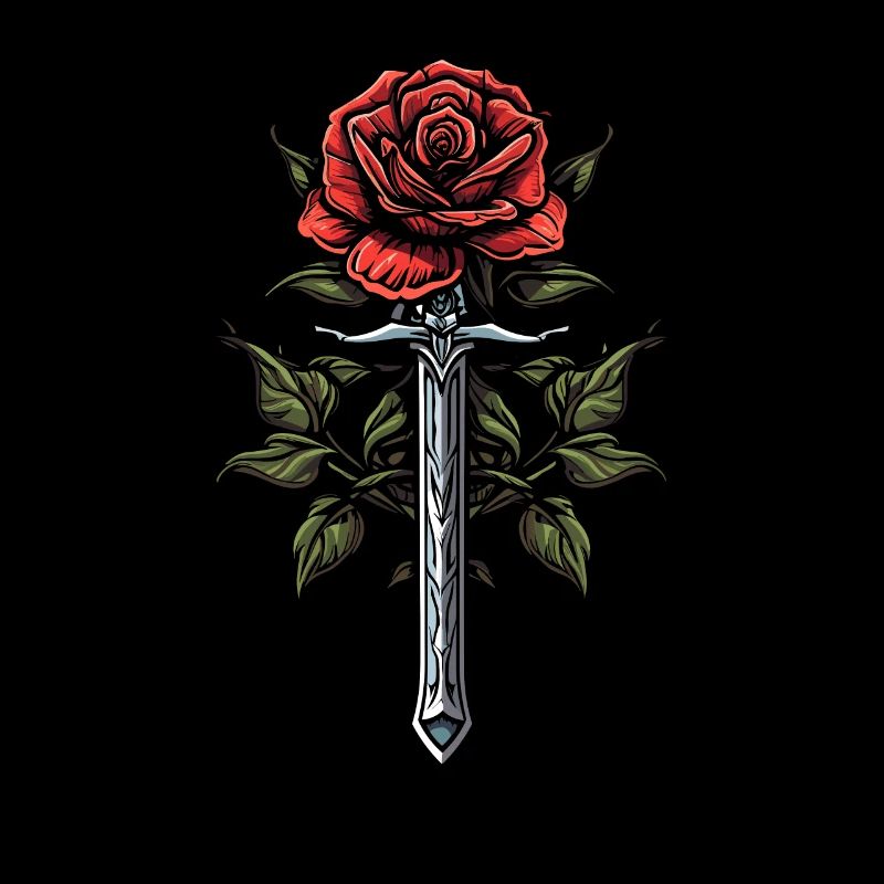 Épée Goth Rose rouge