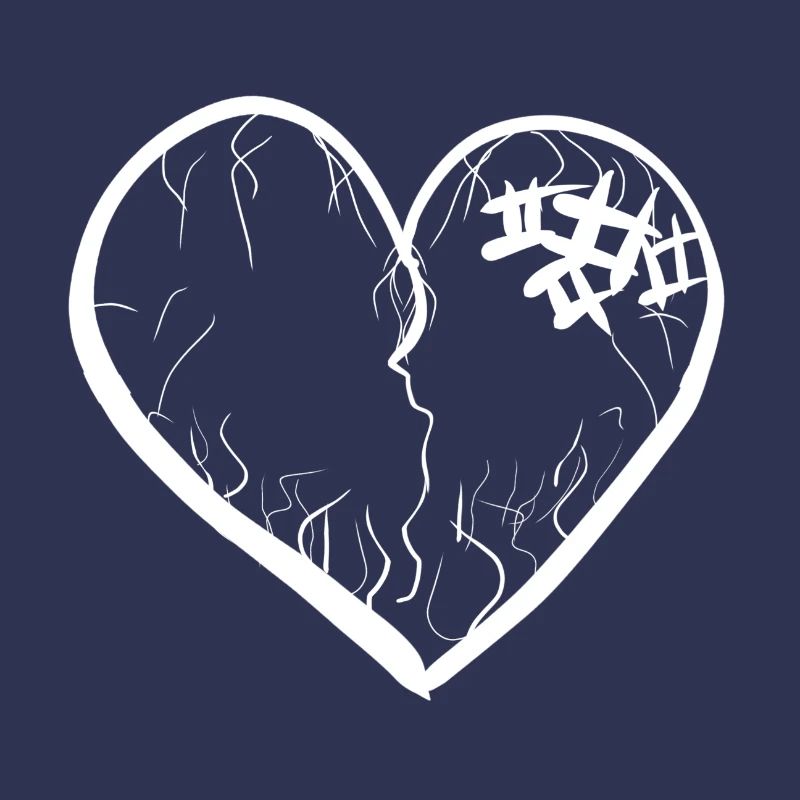 symbole du cœur cicatrices brisées