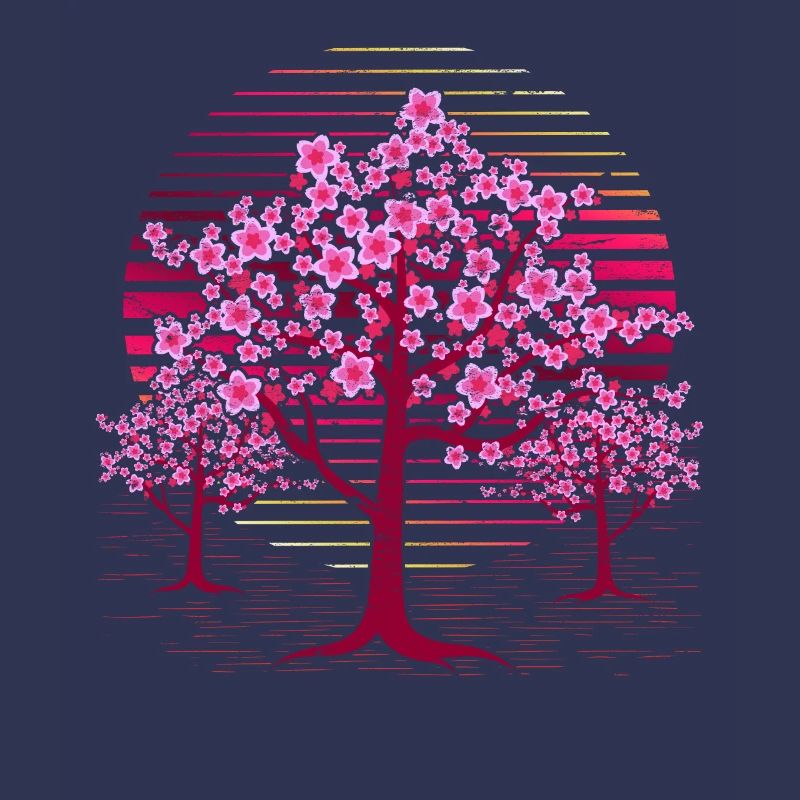 Japanese Sakura Tree Gift Retro Cherry Blossoms