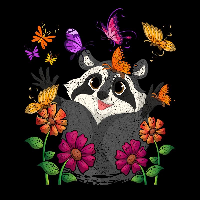 Wald Tier Geschenk Süßes Schmetterling Waschbär