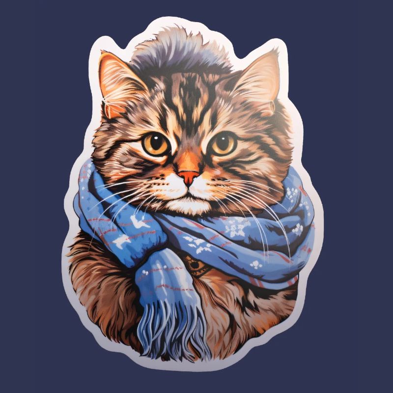 Chat d’hiver avec écharpe