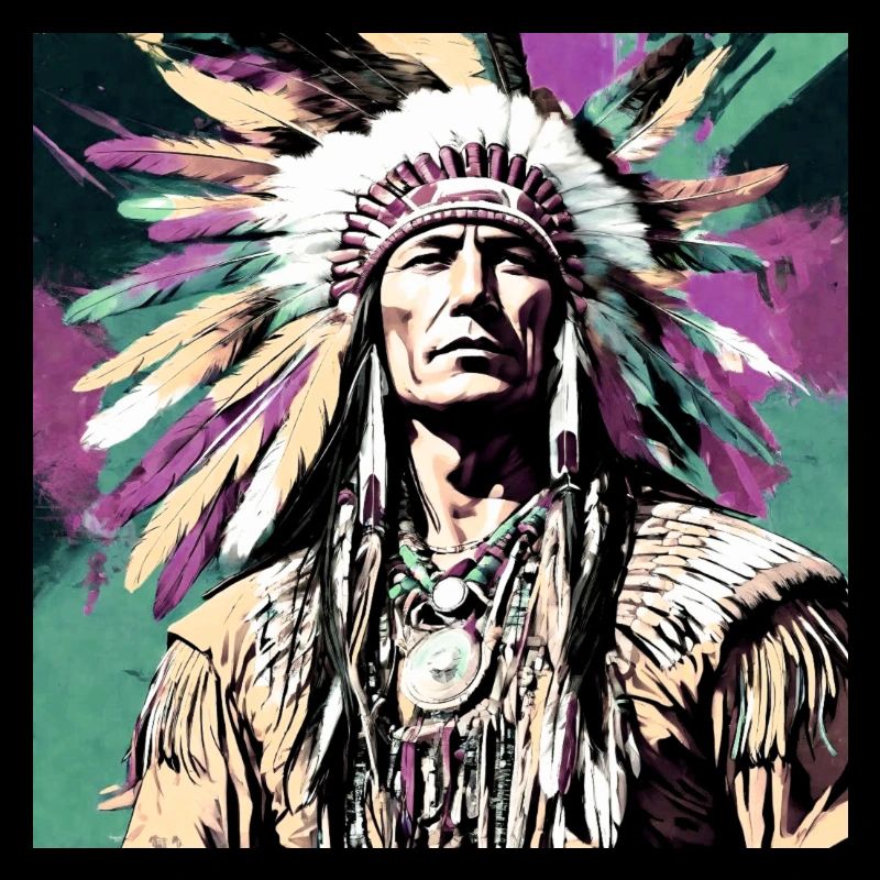 Winnetou,Indian,Illustration,Graffiti,Colorful,Beige