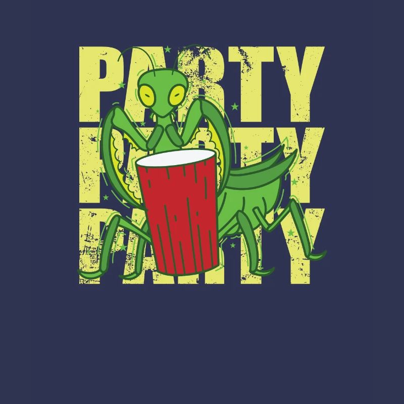 Party praying mantis with drink