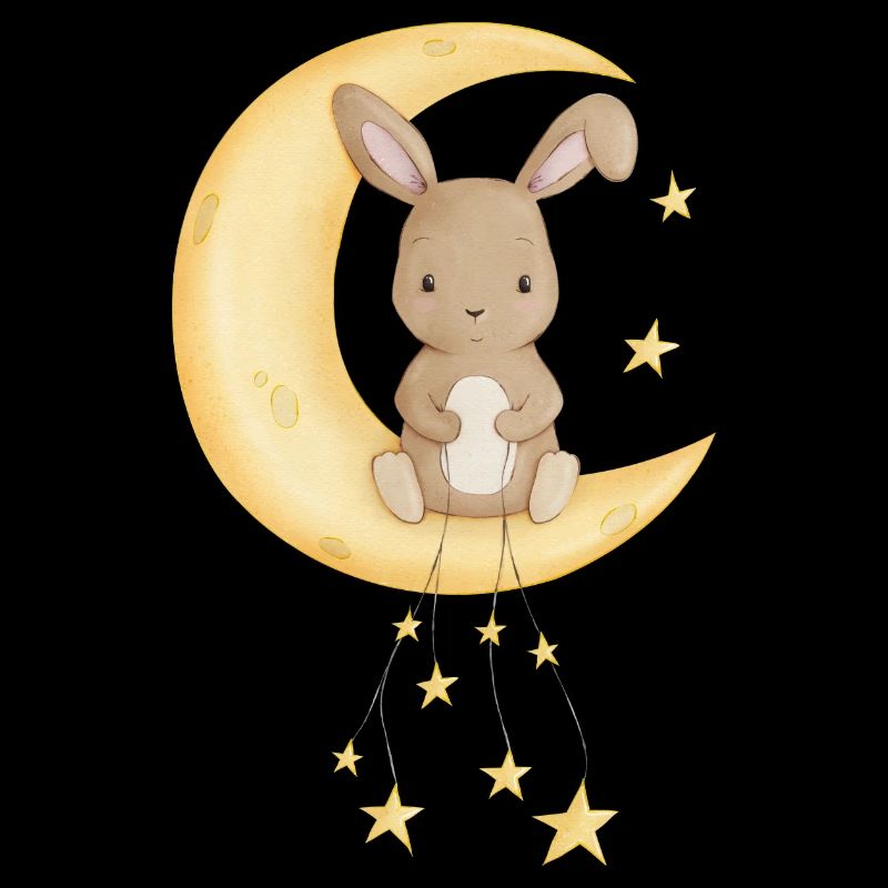 Hase auf Mond mit Sternen