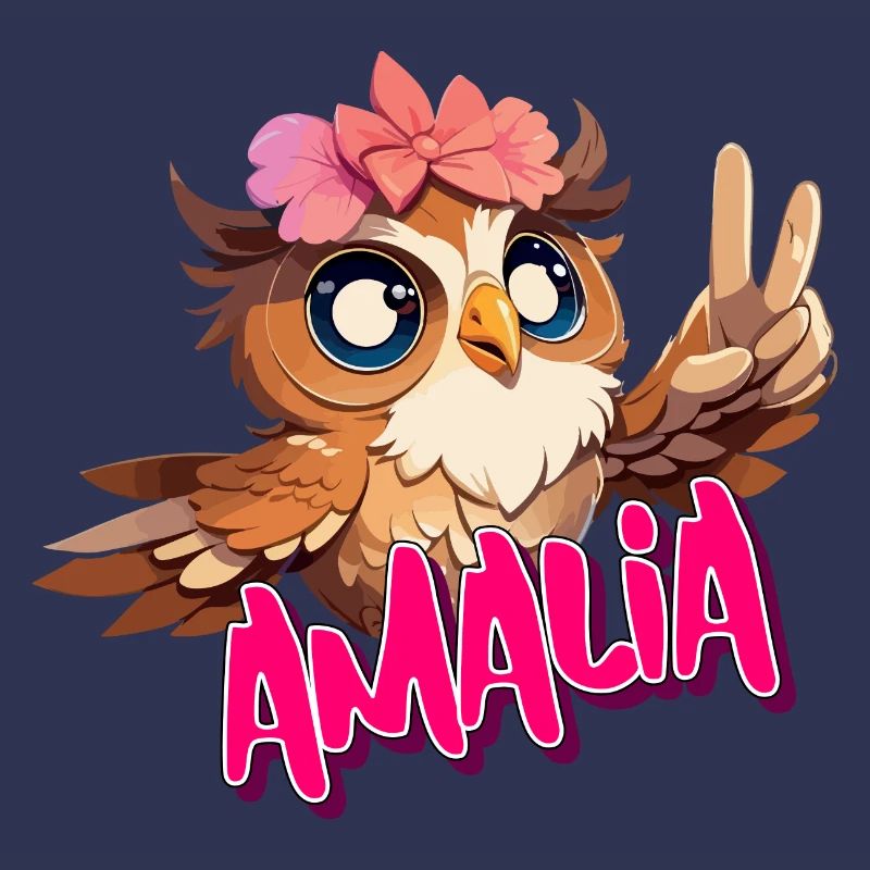 AMALIA - Schöner Mädchen Name mit süßer EULE