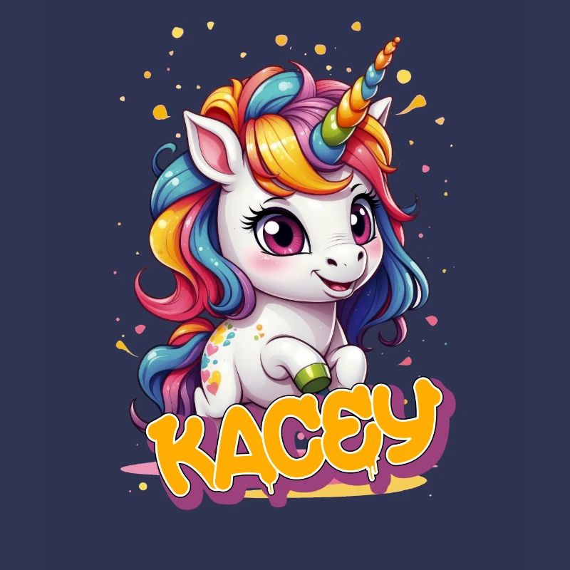 KACEY - Schöner Mädchen Name mit süßem Einhorn
