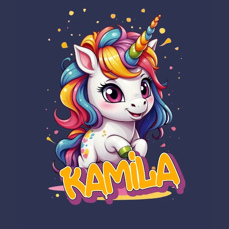 KAMILA - Schöner Mädchen Name mit süßem Einhorn