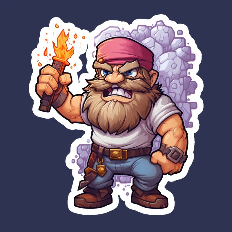 Pixel Dwarf With Torch Mining Game Shirt