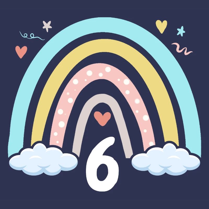 6. Geburtstag Mädchen Regenbogen Boho