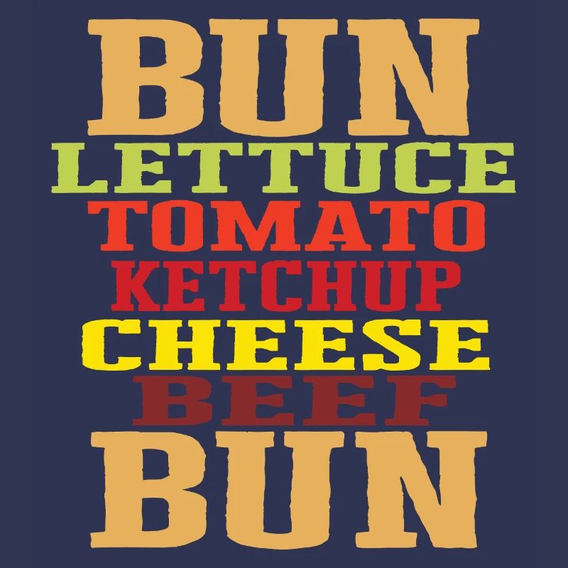 Burger Ingrédients Typographie Construction du cheeseburger
