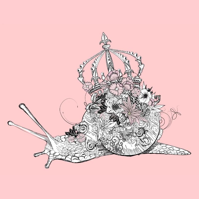 majestically decorated snail with flowers & crown