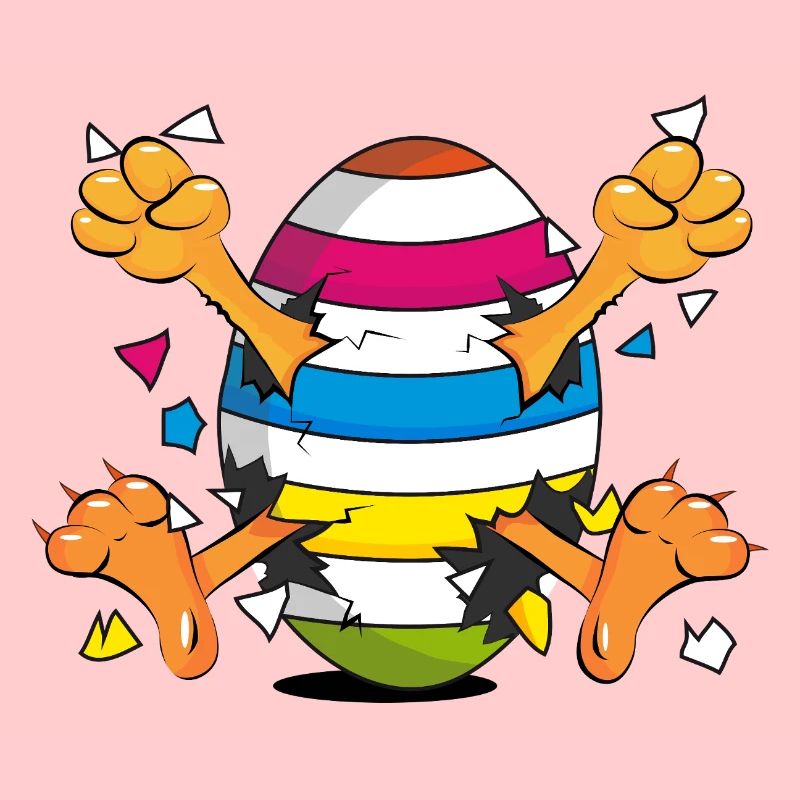 Poussin drôle dans un motif de dessin animé Easter Egg