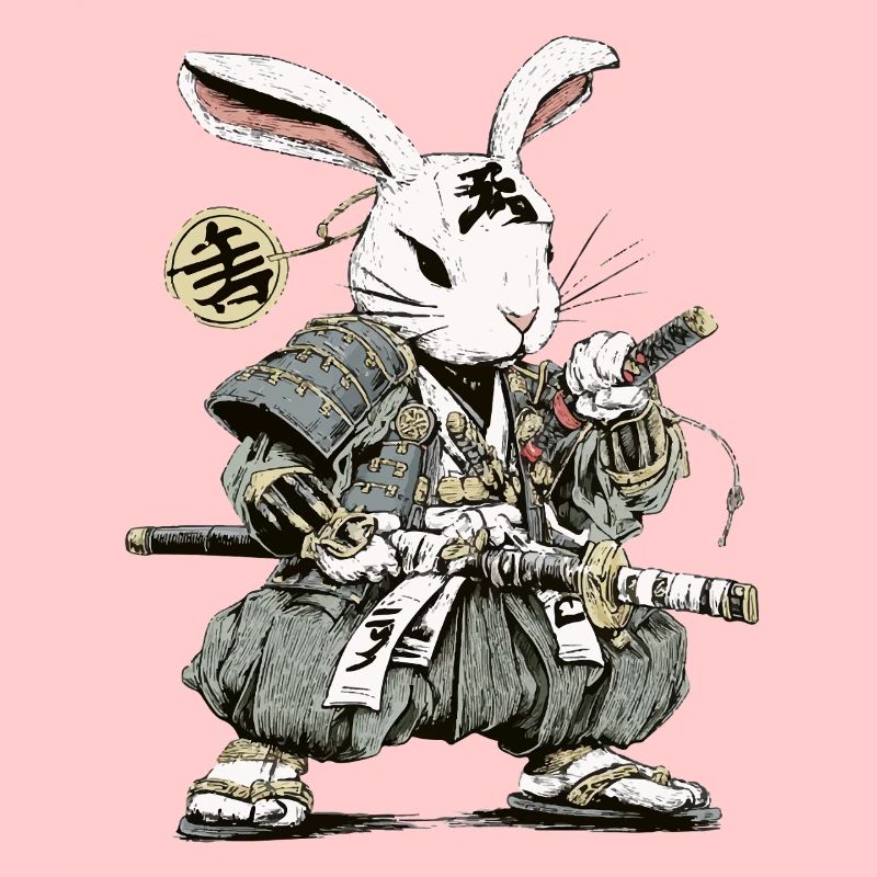 Rabbit Samurai Warrior with Katana