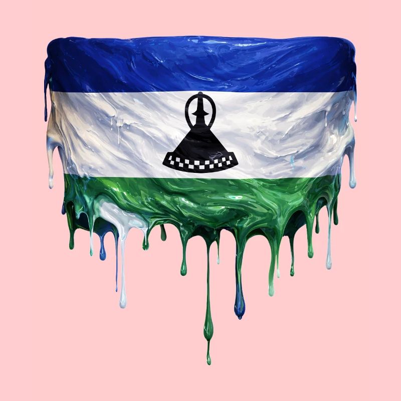Lesotho Flag in Drop Art