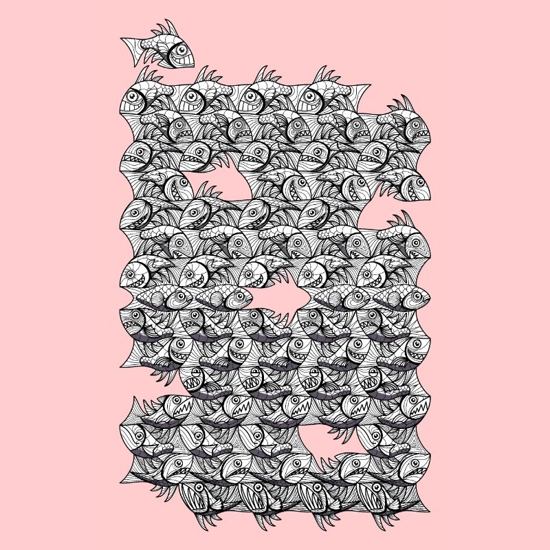 Repeated monochrome fish