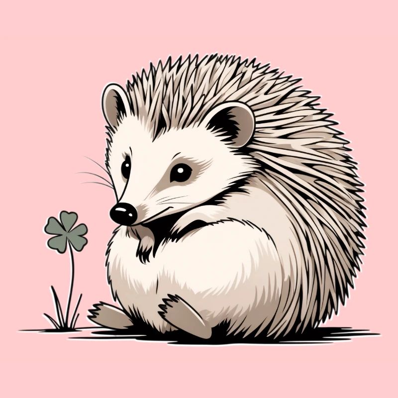 Hérisson avec trèfle amoureux de la nature