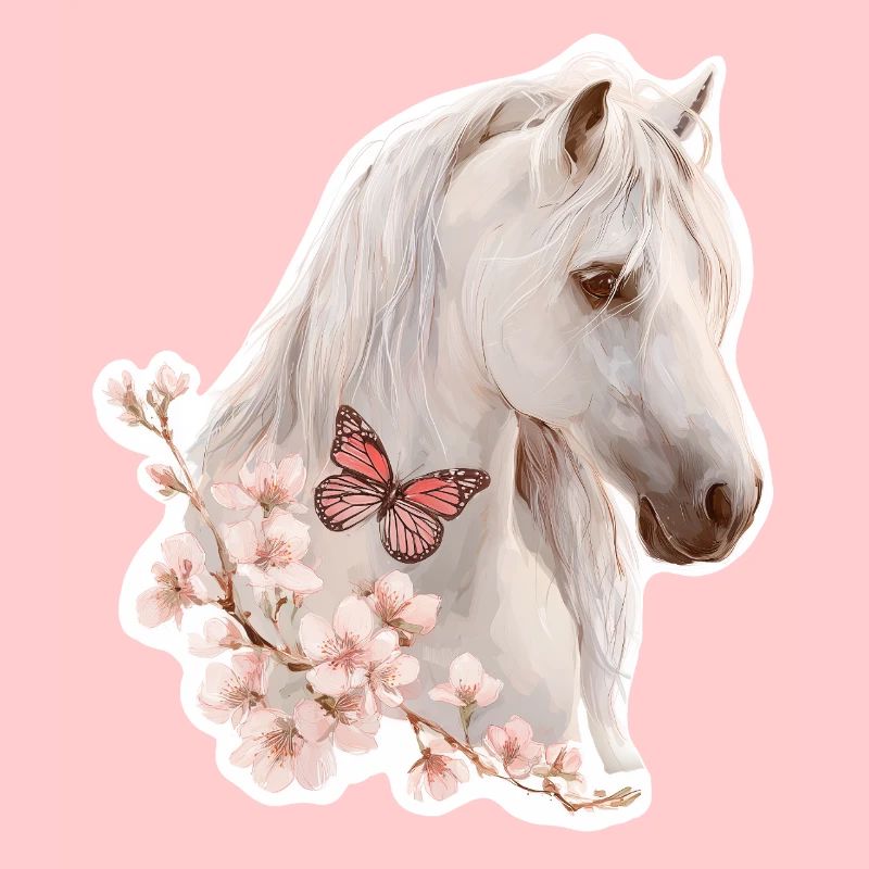 Pferd mit Schmetterling
