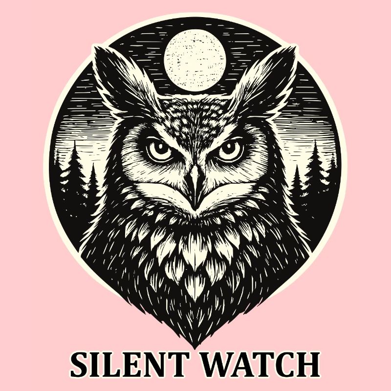 Silent Watch -  Eule im Woodcut Stil
