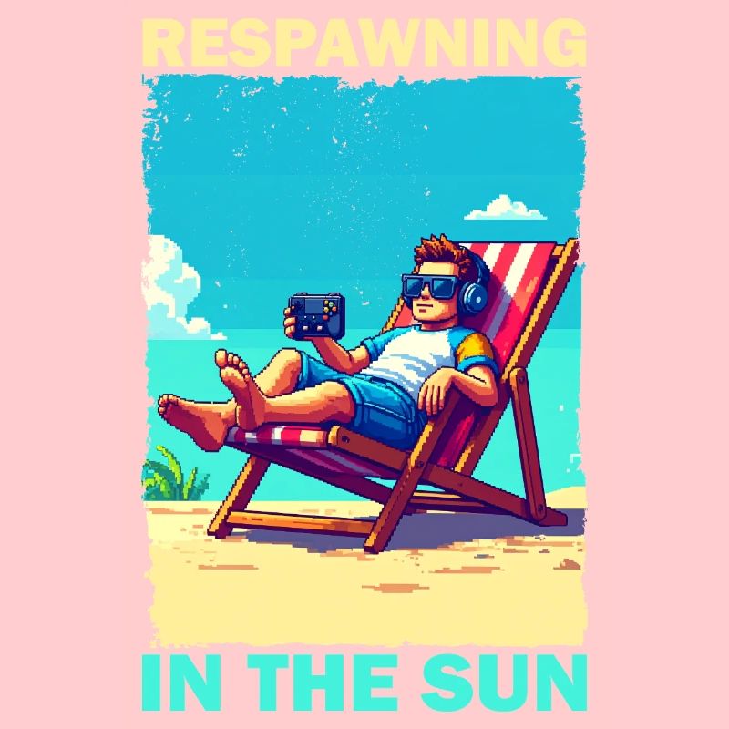 Pixel art plage jeunesse avec des éléments de jeu