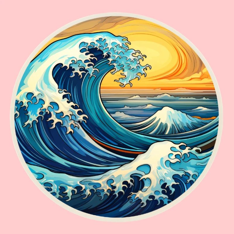 Large Wave Illustration – Maritime Retro Design
