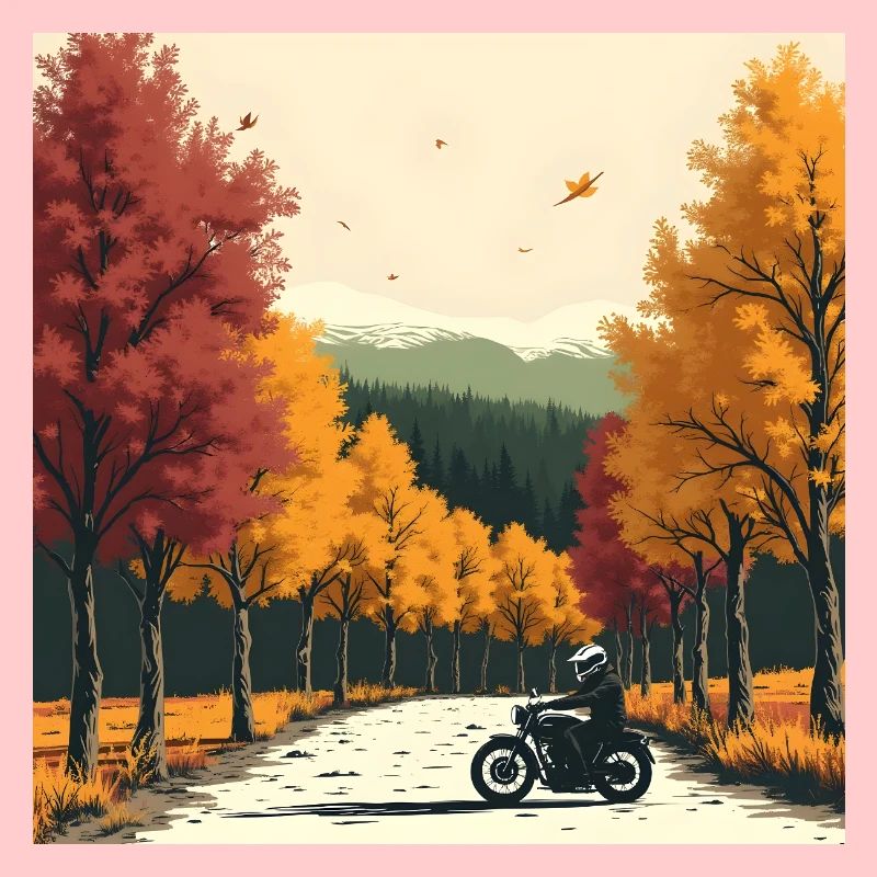 Rangée d’arbres à impression en bloc + vélo