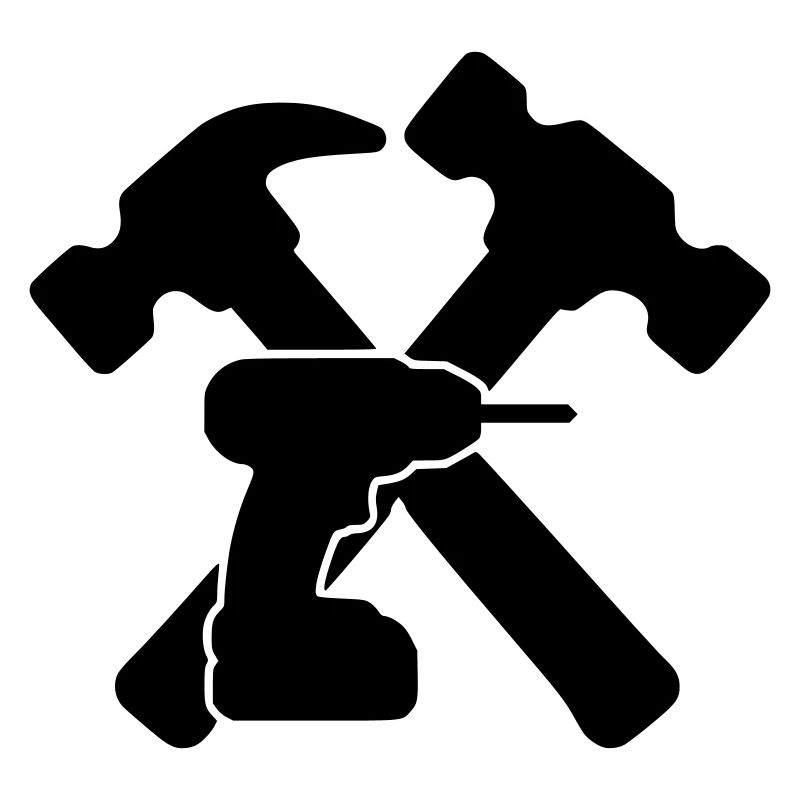 Marteaux à outils, silhouette de perceuse