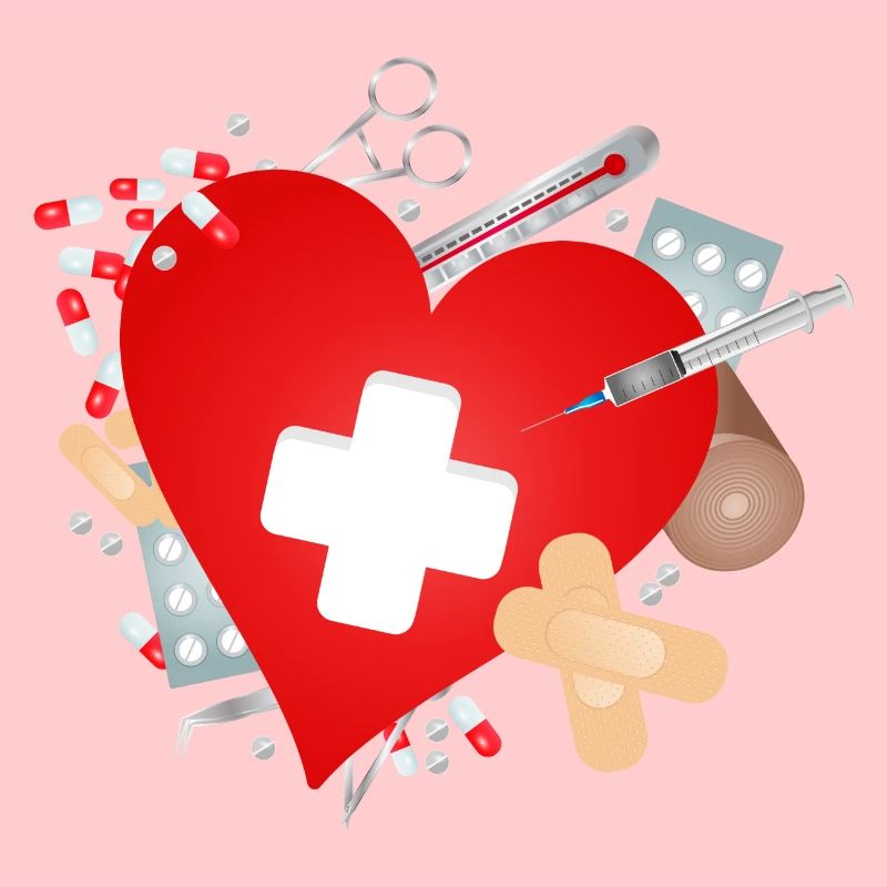 Erste Hilfe Set oder Reiseapotheke mit Herz