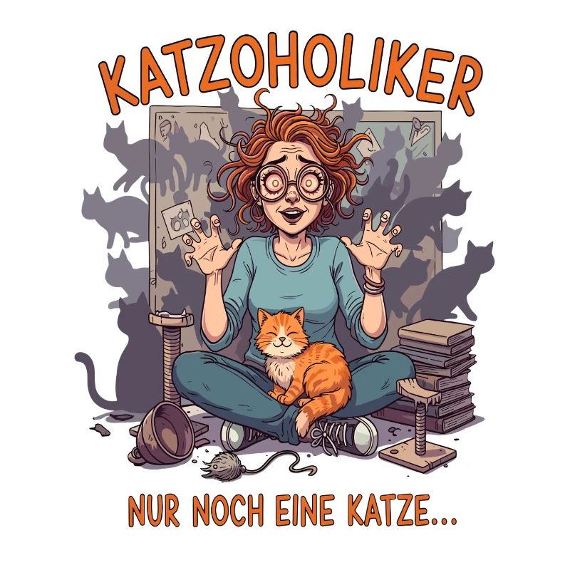 Katzoholiker Nur noch eine Katze - Lustiger Spruch