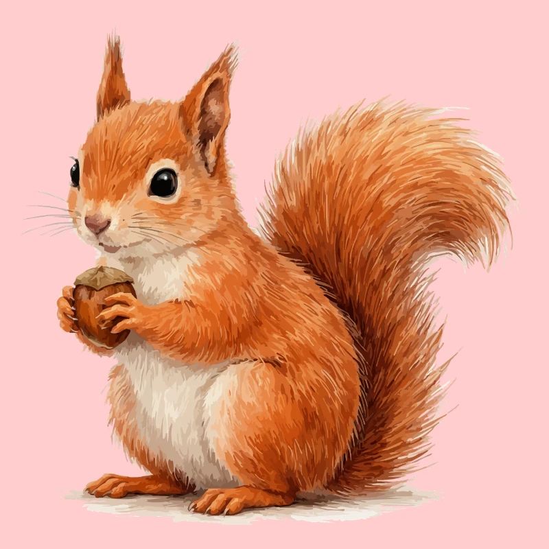 Eichhörnchen mit Eichel Illustration