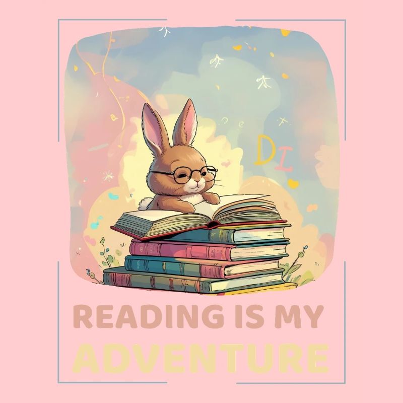 Rabbit reading with adventure style