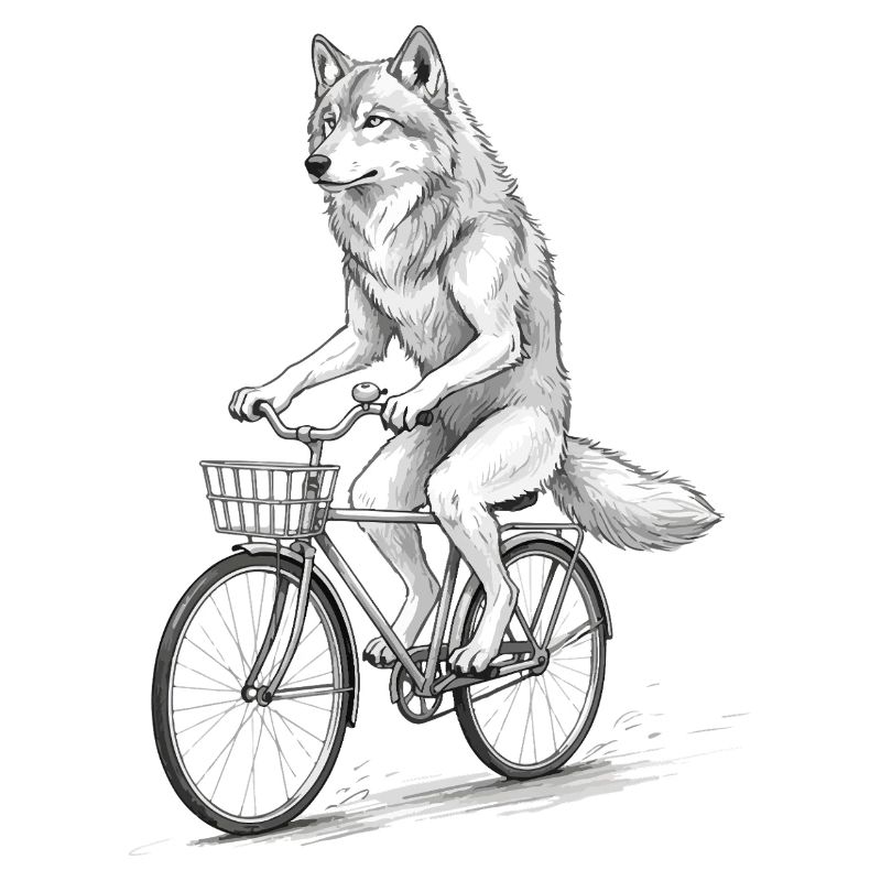 Wolf Cyclist à vélo