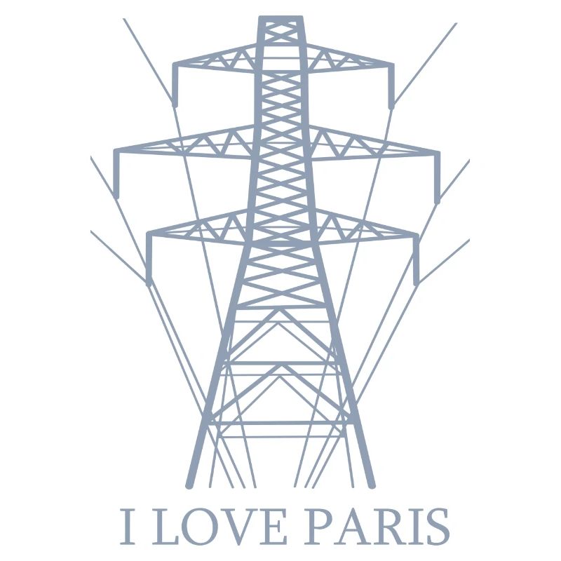 Ironisch Ich liebe Paris Eiffelturm als Strommast