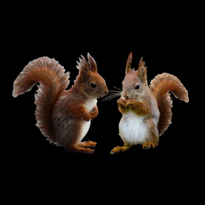 Eichhörnchen Pärchen, Eichhörnchen mit Nuss