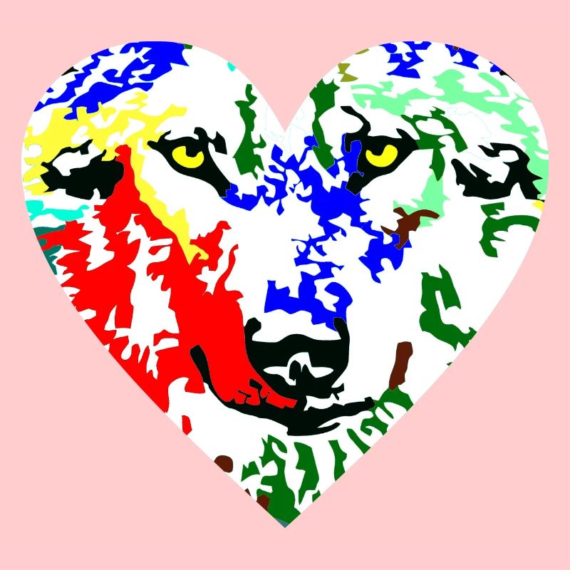 Herz Wolf bunt