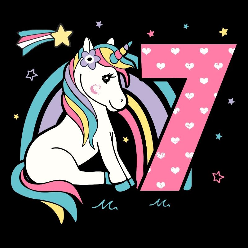 7. Geburtstag Siebter Geburtstag Einhorn Mädchen
