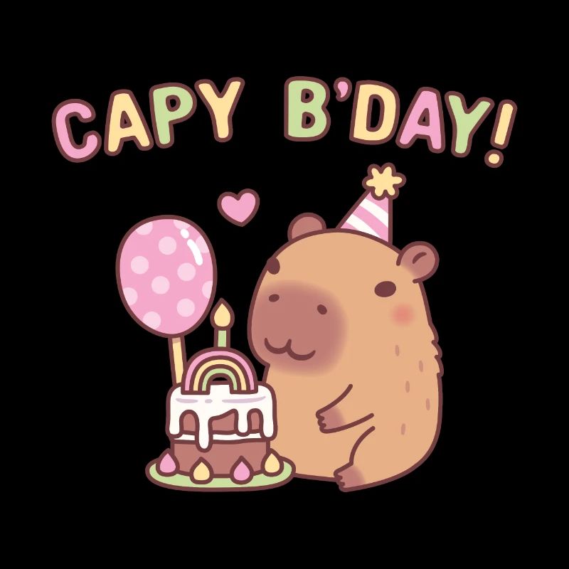 Cute Capybara Rainbow Birthday Cake Capy Bday