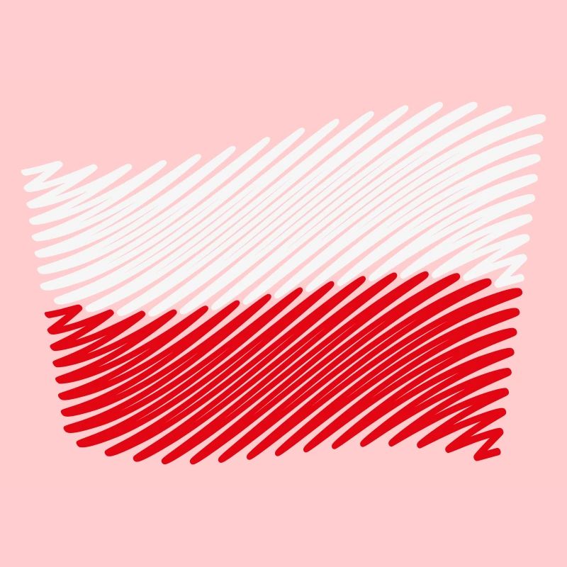 Poland Flag Scribble (White - Red)