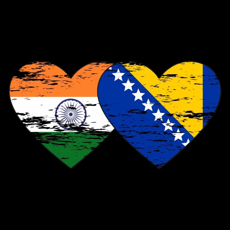Inde Bosnie drapeau coeur utilisé