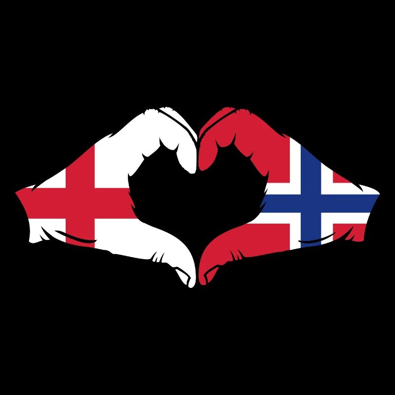 Angleterre Norvège Drapeau Mains Coeur Forme