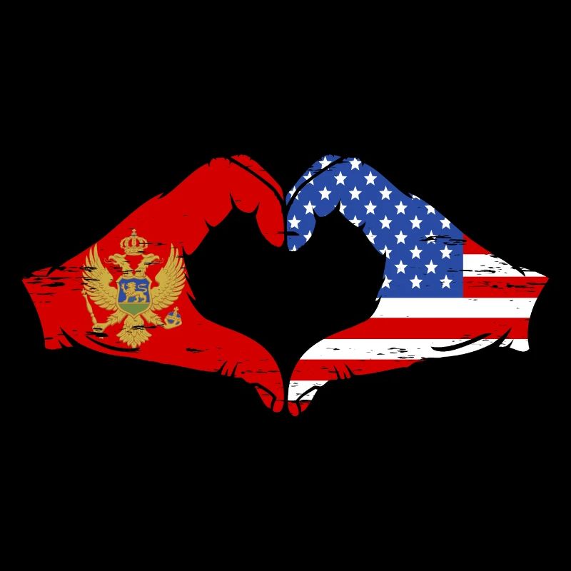 Monténégro Drapeau des États-Unis mains forme de coeur utilisé