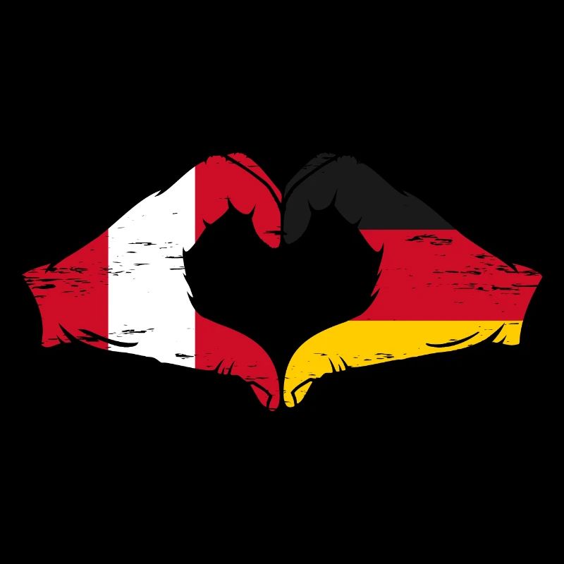 Pérou, Allemagne, drapeau, mains, forme de coeur utilisé