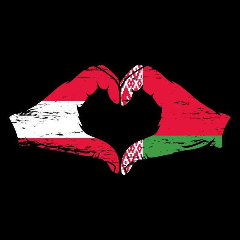 Autriche Biélorussie drapeau mains forme de coeur utilisé