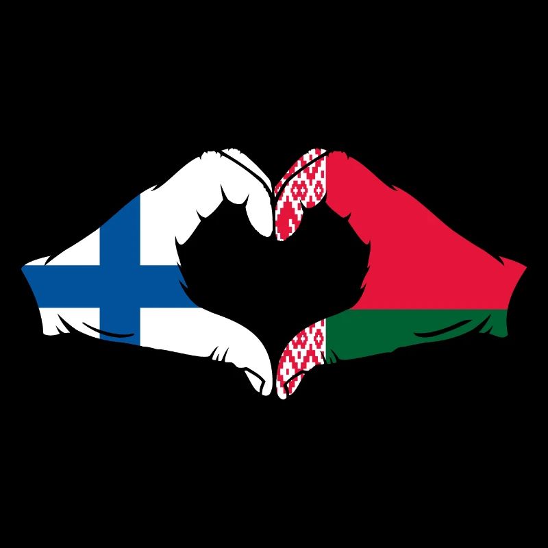 Finlande Biélorussie Drapeau Mains Coeur Forme