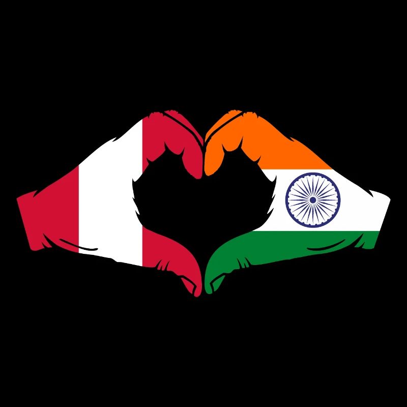 Pérou Inde Drapeau Mains Coeur Forme