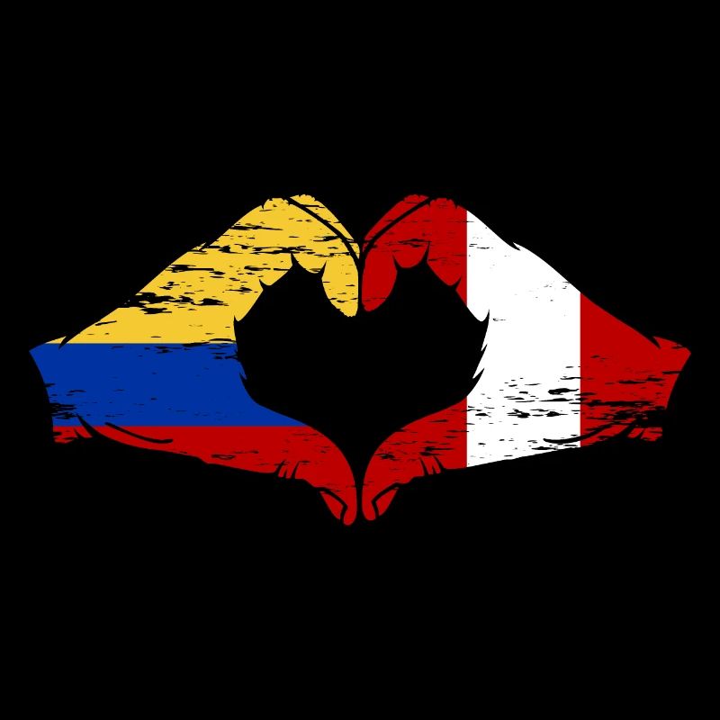 Colombie Pérou drapeau mains forme de coeur utilisé